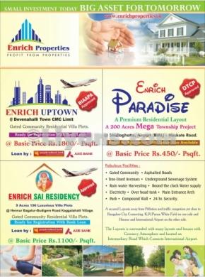 Enrich Uptown/ Site For Sale @ Devanahalli Intl Airport for Sale at Devannahalli, Bangalore