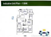 Floor Plan of 1 Bhk Flats At Binnypet @ Shapoorji Pallonji Parkwest Phase 2
