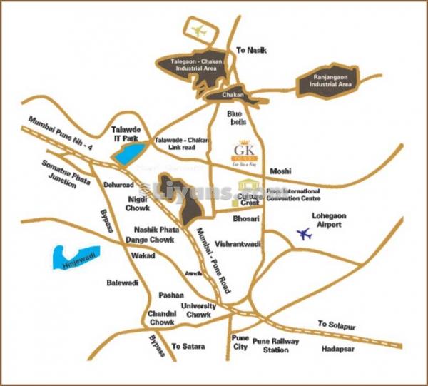 Location Map of 1 Bhk Flats In Gk Palacio In Moshi