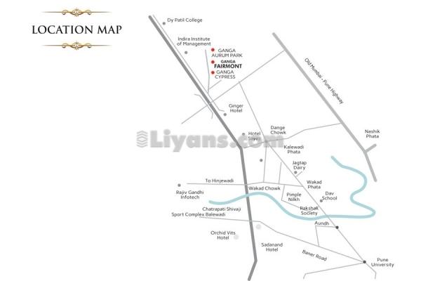 Location Map of Ganga Fairmont At Tathawade Pune