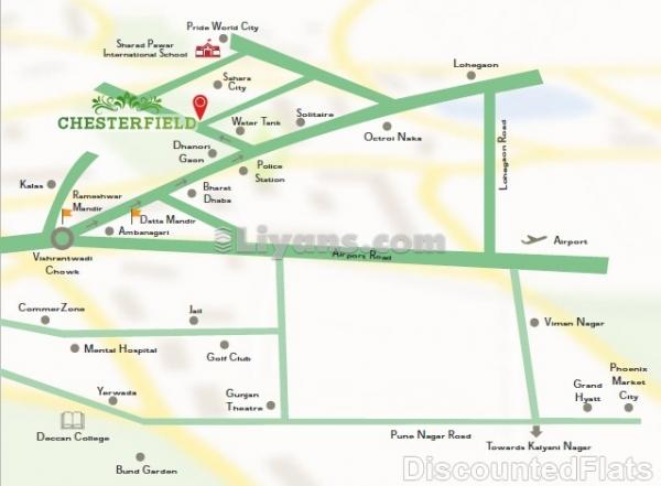 Location Map of Chesterfield New Residential Project At Dhanori Pune	