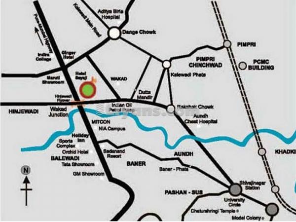 Location Map of Lavish 2 Bhk Apartments In Pristine Prolife In Wakad