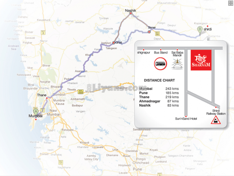 Location Map of Sai Sharnam Shirdi